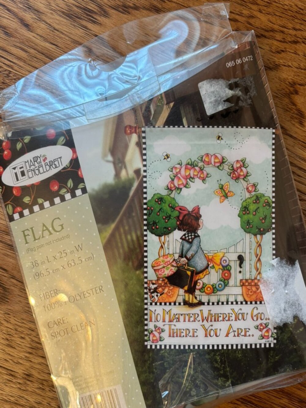 NWT Mary Engelbreit Lg Garden Flag Banner NO MATTER WHERE YOU GO...THERE YOU ARE